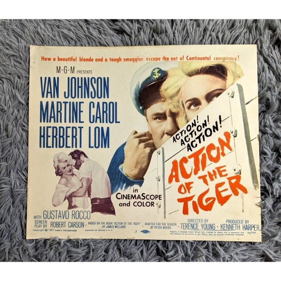 Action of the Tiger 1957 Lobby Card Movie Poster Van Johnson Martine Carol UK - Picture 1 of 7